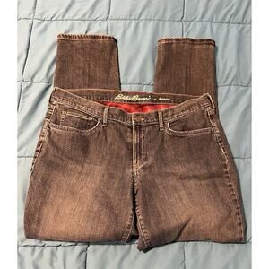 Eddie Bauer Boyfriend Flannel Lined . Sz 14. 5 Pocket. Warm
